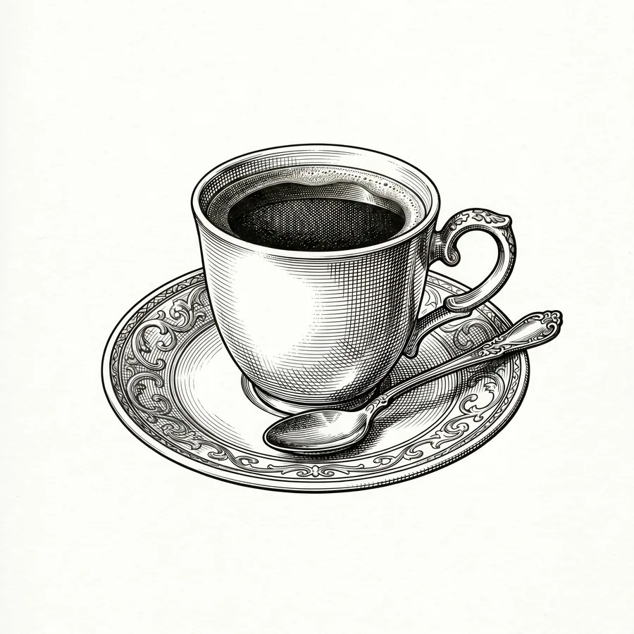 Americano 에칭 일러스트