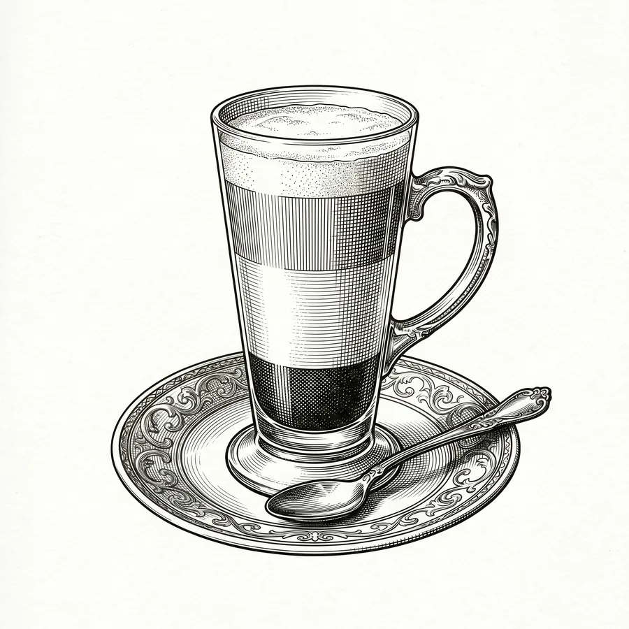 Caffè Latte 에칭 일러스트